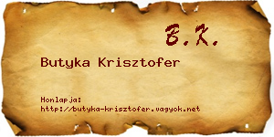 Butyka Krisztofer névjegykártya